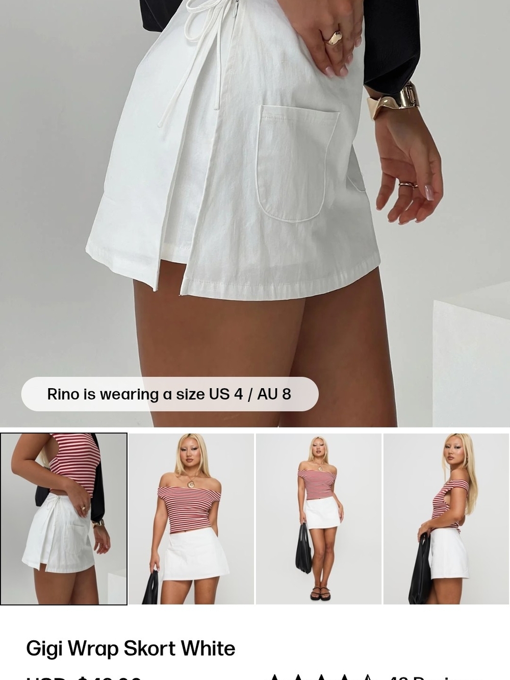 Princess Polly White Gigi High-Waist Wrap Skort - Picture 2 of 8